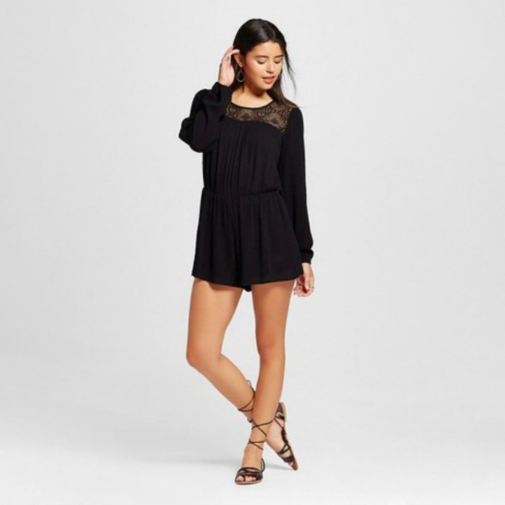 Xhilaration New Long Sleeve Black Romper Size XS